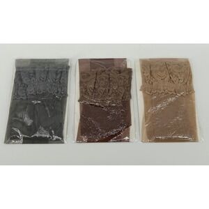 Lot of 3 Womens Sheer Thigh High Tights Lace Ruffle Trim Gray Brown Tan NEW